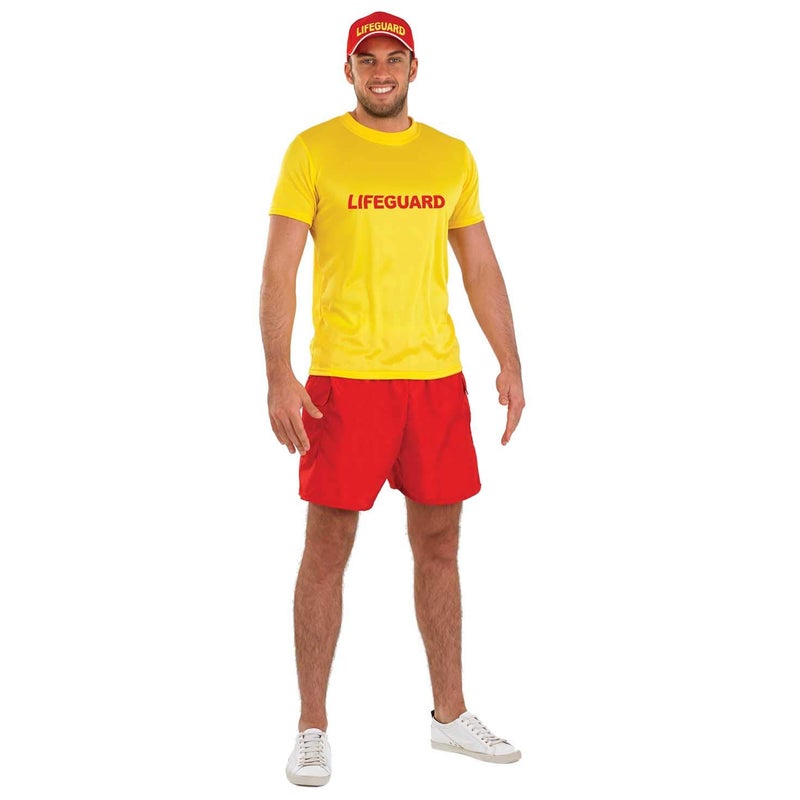 fun shack Mens Lifeguard Costume, Male Lifeguard Outfit, Beach Rescue Uniform for Men, Summer Swimwear Accessory, Medium - Image 1